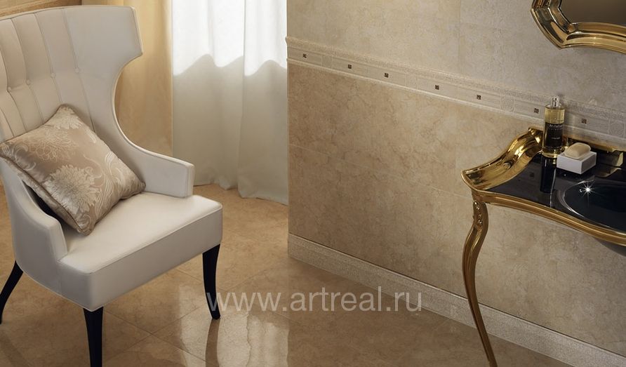 Керамическая плитка Gardenia (Versace) Palace Living Gold в интерьере