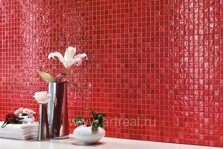 Отделка ванной мозаикой из коллекции Atlas concorde Gioia, цвет Rosso
