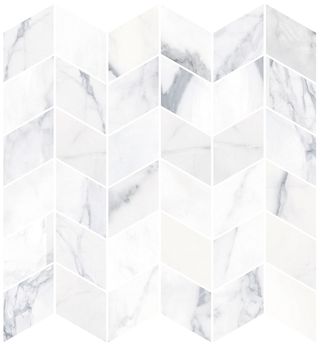Ricchetti Marble Boutique Mosaico Chevron Lux Ret Statuario White