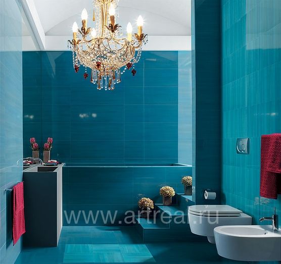 Интерьер керамической плитки фабрики Fap Ceramiche Idea в цвете Velo Blu Inserto.