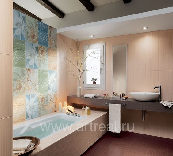 Ванная комната отделанная плиткой фабрики Fap Rubacuori в цветовой гамме Rosa/Bianco.