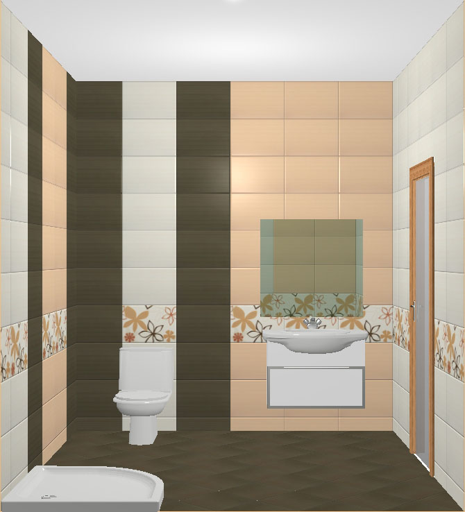 Дизайн-проект ванной комнаты; раскладка плитки — Арт-реал